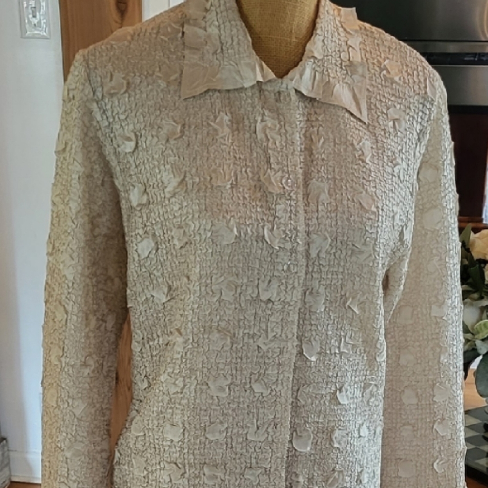 CDP & Co size large iridescent cream blouse - Picture 2 of 7